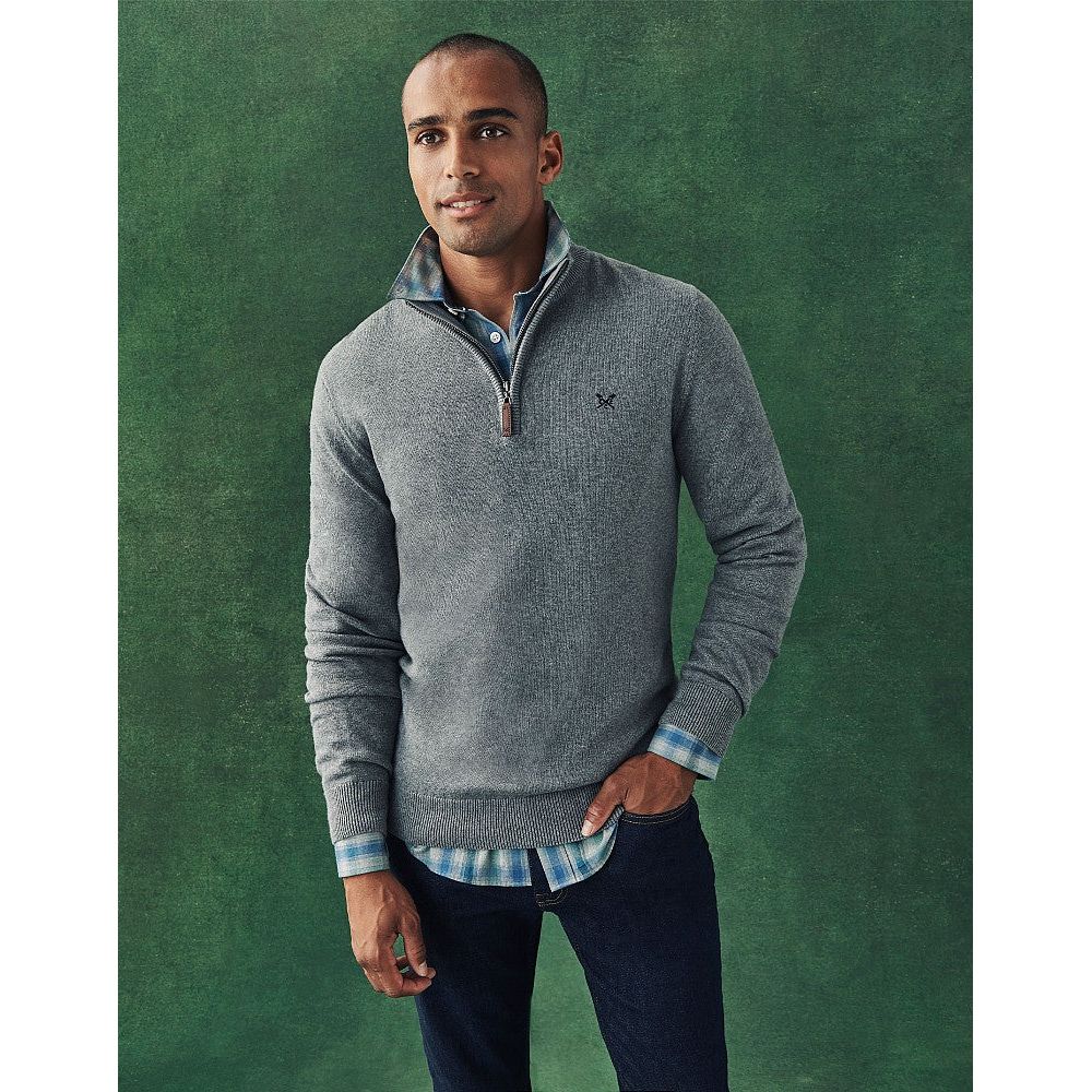 Crew Classic Half Zip Knit Grey Marl