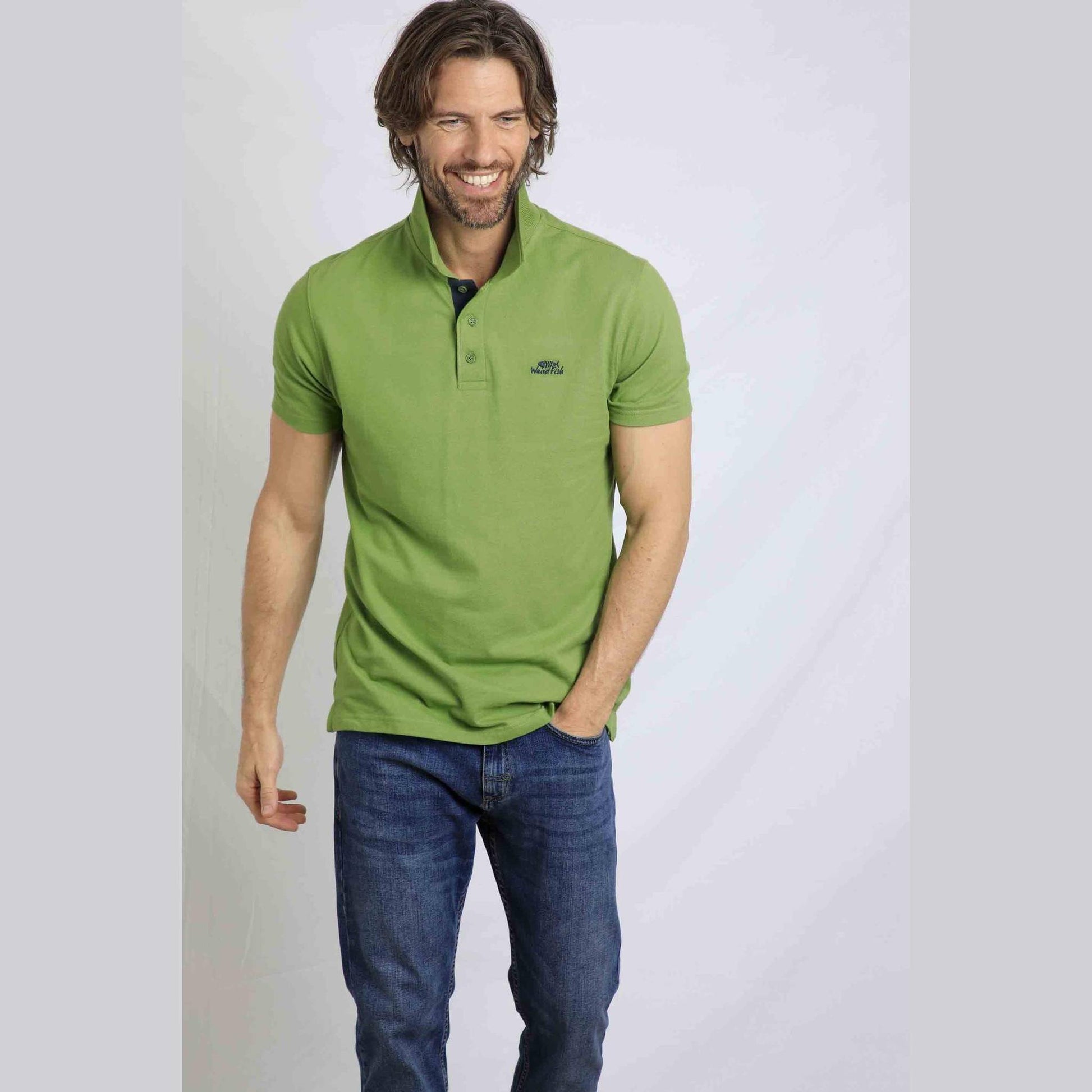 Weird Fish Men's Miles Polo Kiwi