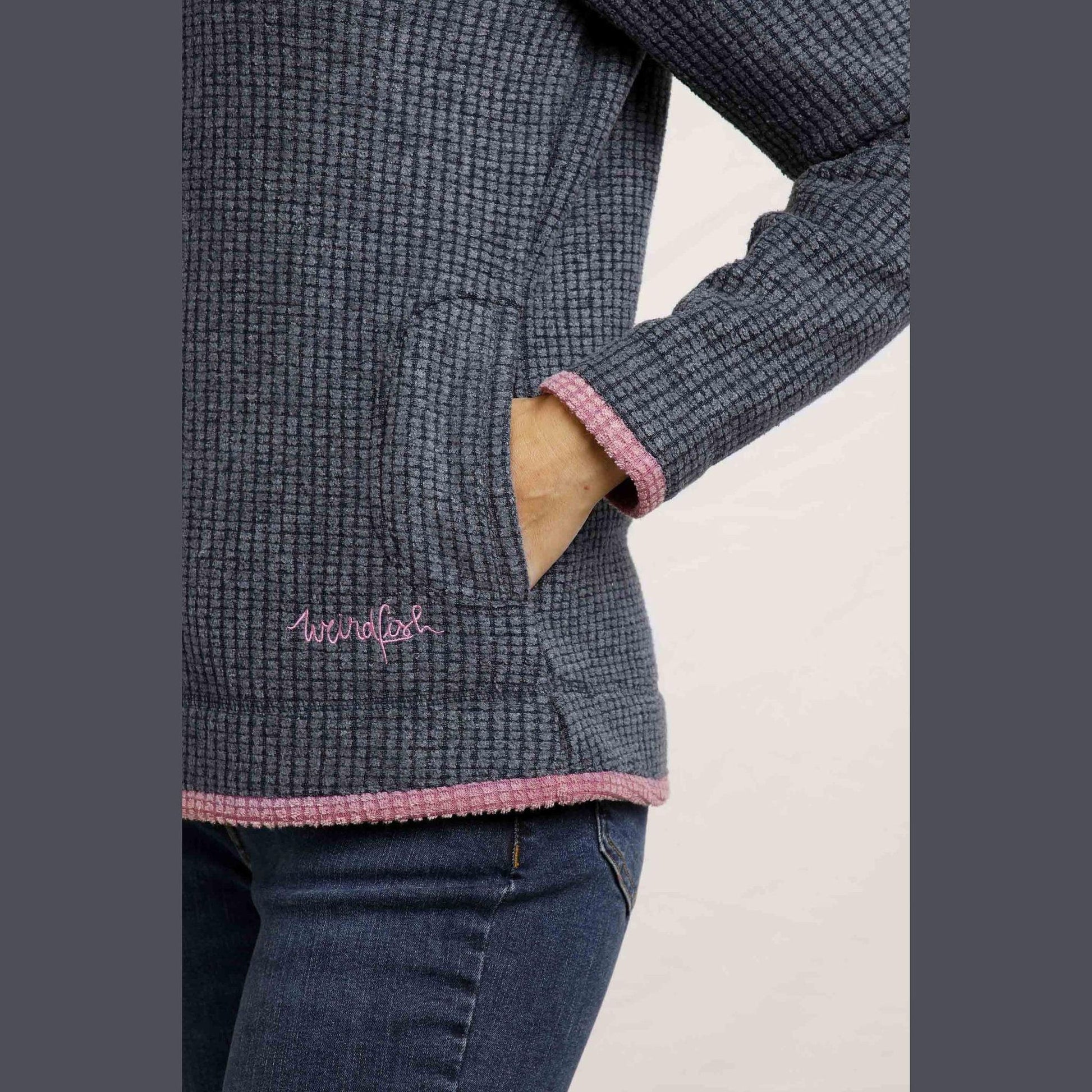 Weird Fish Women's Bey 1/4 Zip Grid Fleece Navy