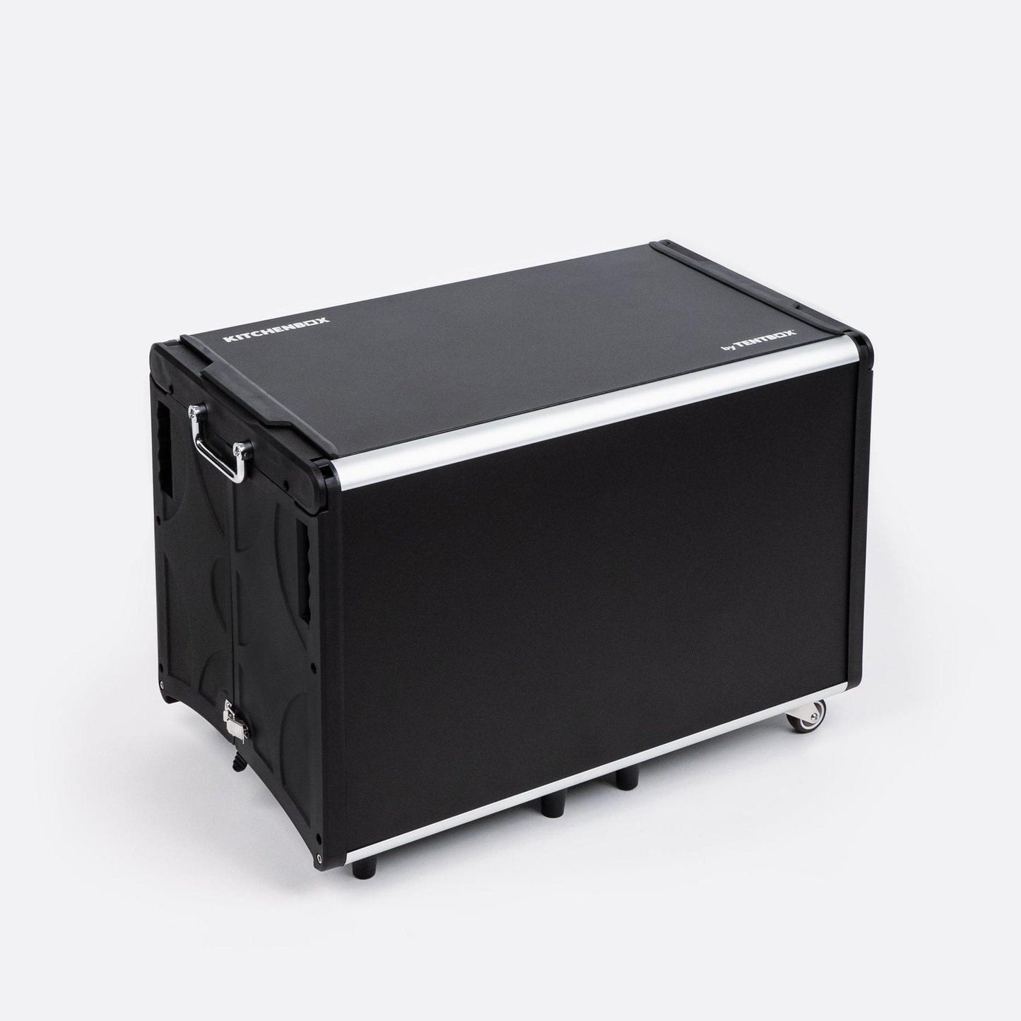 KitchenBox - Complete Camp Kitchen, Includes Stove, Chairs and Cooking Utensils The KitchenBox is a hassle-free kitchen built into a compact box. Easy to carry and designed to fit in your car boot, it sets up in seconds and includes everything you need to