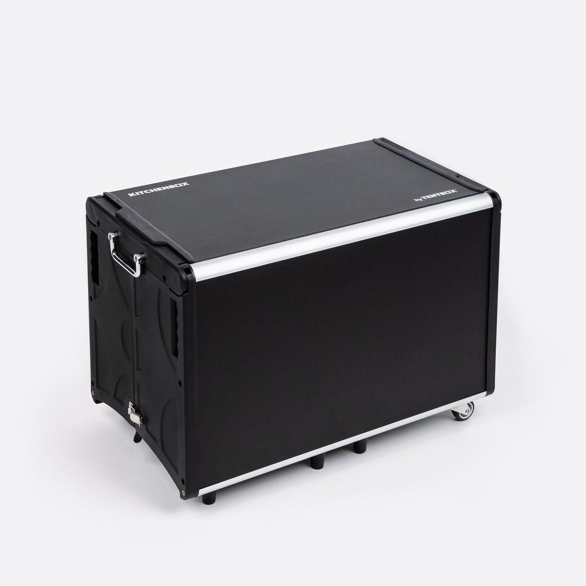 KitchenBox - Complete Camp Kitchen, Includes Stove, Chairs and Cooking Utensils The KitchenBox is a hassle-free kitchen built into a compact box. Easy to carry and designed to fit in your car boot, it sets up in seconds and includes everything you need to