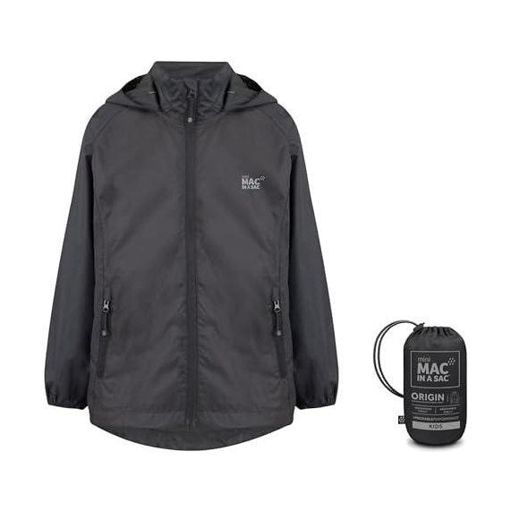 Mac in a Sac Origin 2 Edition Kids Jacket - 10, 000 mm Rated - Highly Breathable 8,000 mm Black