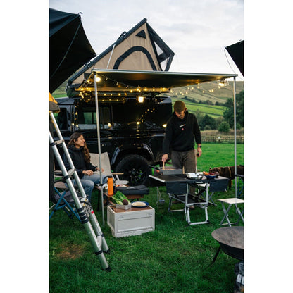 KitchenBox - Complete Camp Kitchen, Includes Stove, Chairs and Cooking Utensils The KitchenBox is a hassle-free kitchen built into a compact box. Easy to carry and designed to fit in your car boot, it sets up in seconds and includes everything you need to