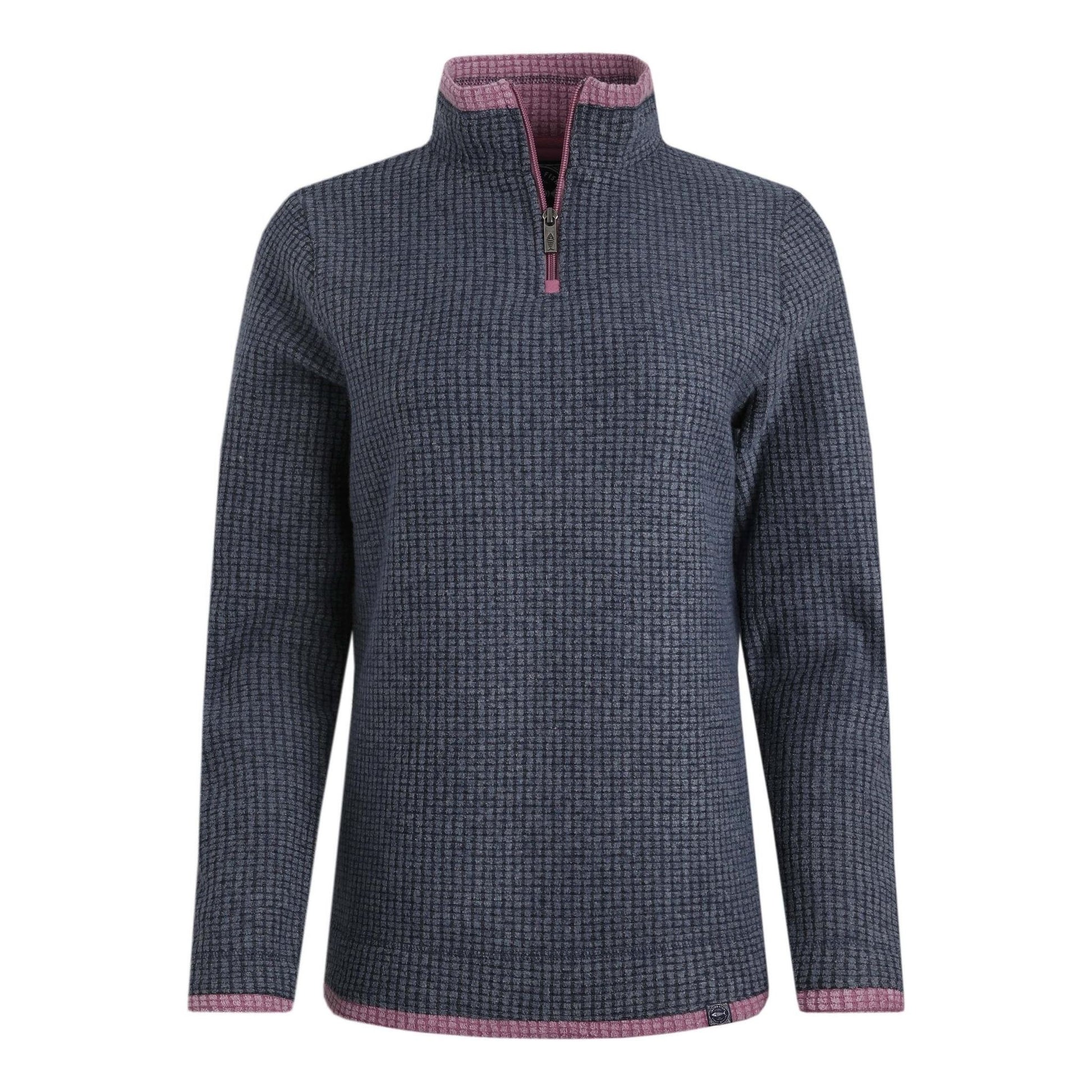 Weird Fish Women's Bey 1/4 Zip Grid Fleece Navy