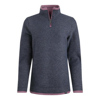 Weird Fish Women's Bey 1/4 Zip Grid Fleece Navy