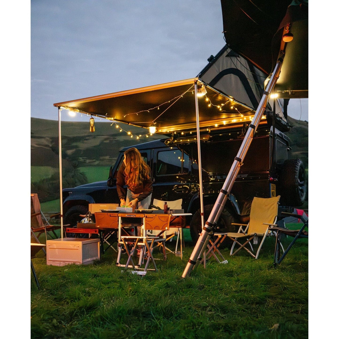 KitchenBox - Complete Camp Kitchen, Includes Stove, Chairs and Cooking Utensils The KitchenBox is a hassle-free kitchen built into a compact box. Easy to carry and designed to fit in your car boot, it sets up in seconds and includes everything you need to