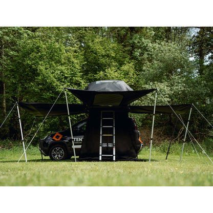 TentBox Living Pod (Lite 2.0) Effortlessly expand your TentBox Lite 2.0 setup with the Living Pod, designed to create a spacious, weatherproof area beneath the fold-out section of your rooftop tent. Whether you're camping in the Scottish Highlands or esca