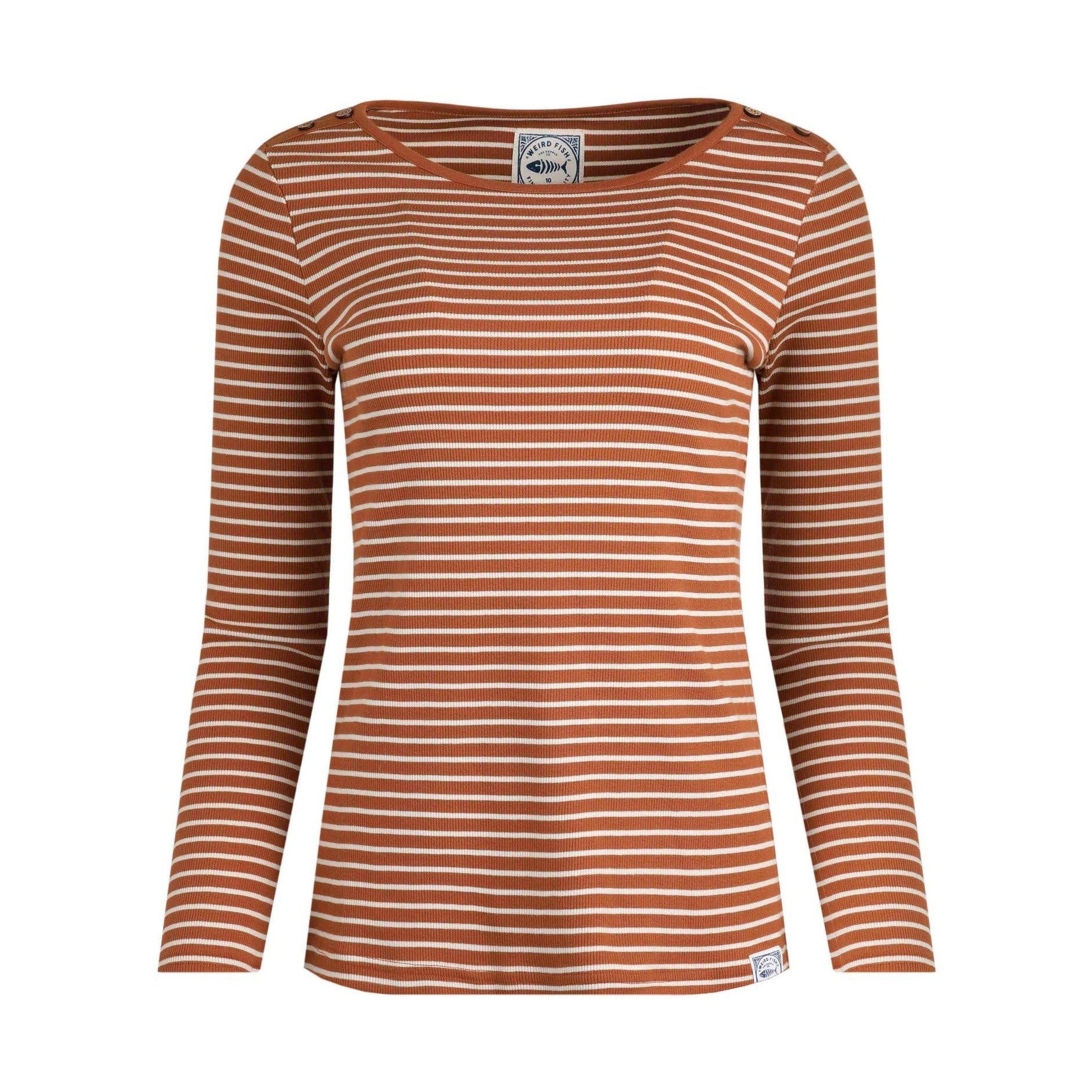 Weird Fish Mila Long Sleeve Ribbed Outfitter T-Shirt Light Cream