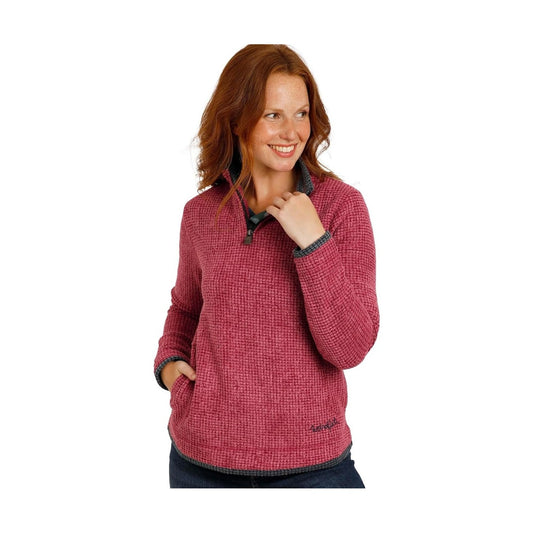 Weird Fish Women's Beye Eco 1/4 Zip Grid Fleece Mulberry