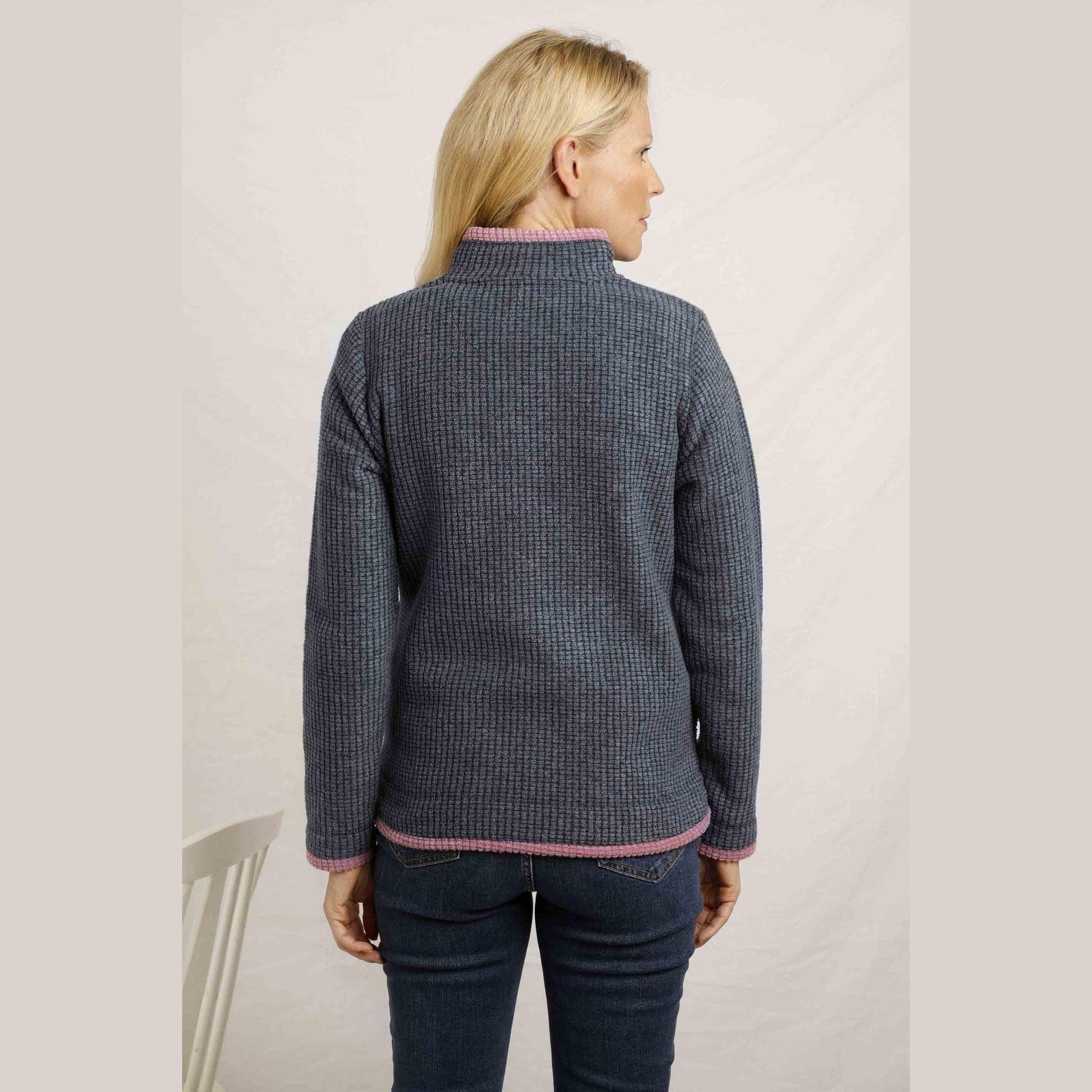 Weird Fish Women's Bey 1/4 Zip Grid Fleece Navy