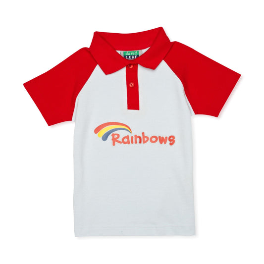 Rainbow Polo Girl's Shirt Red/Sky Medium