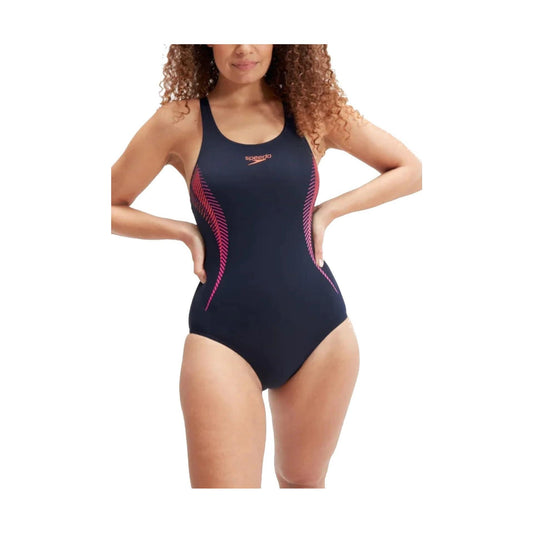 Speedo Womens Plmt MSBK Swimsuit Navy/Pink