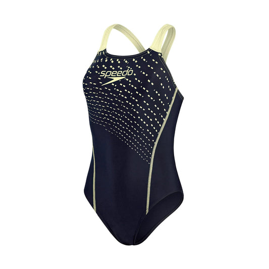 Speedo Women's Medley Logo Medalist Navy/Green Swimsuit