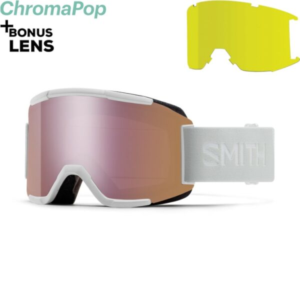 Smith Optics Squad White Goggles with ChromaPop Rose Gold Mirror/yellow